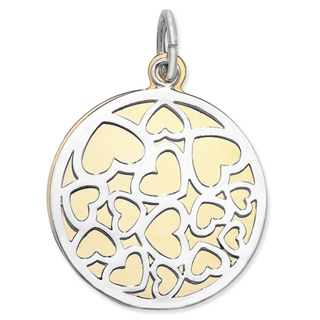 Buy Sterling Silver & Gold Plated Cut Out Heart Double Disc Pendant by World of Jewellery