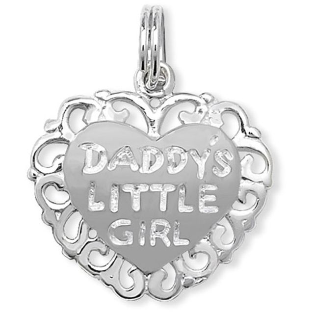 Buy Children's Sterling Silver Daddys Little Girl Heart Pendant On A Curb Necklace by World of Jewellery