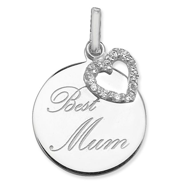 Buy Sterling Silver Cubic Zirconia Best Mum Pendant by World of Jewellery