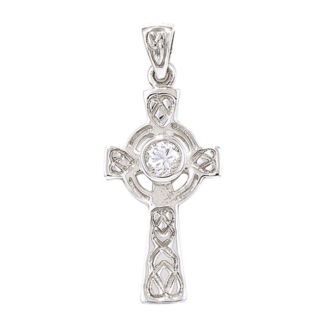 Buy Sterling Silver Cubic Zirconia Celtic Cross Pendant by World of Jewellery