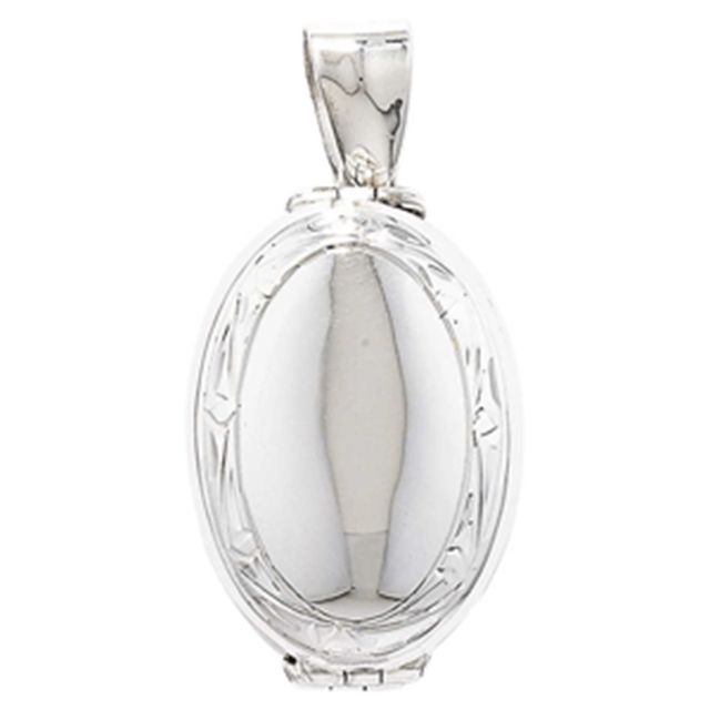 Buy Sterling Silver Family Oval Locket On A Snake Necklace by World of Jewellery