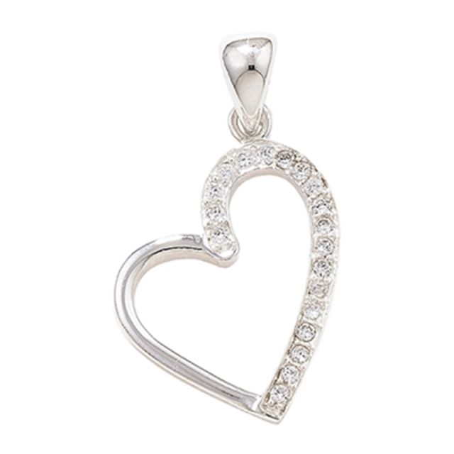 Buy Sterling Silver Cubic Zirconia Heart Pendant by World of Jewellery