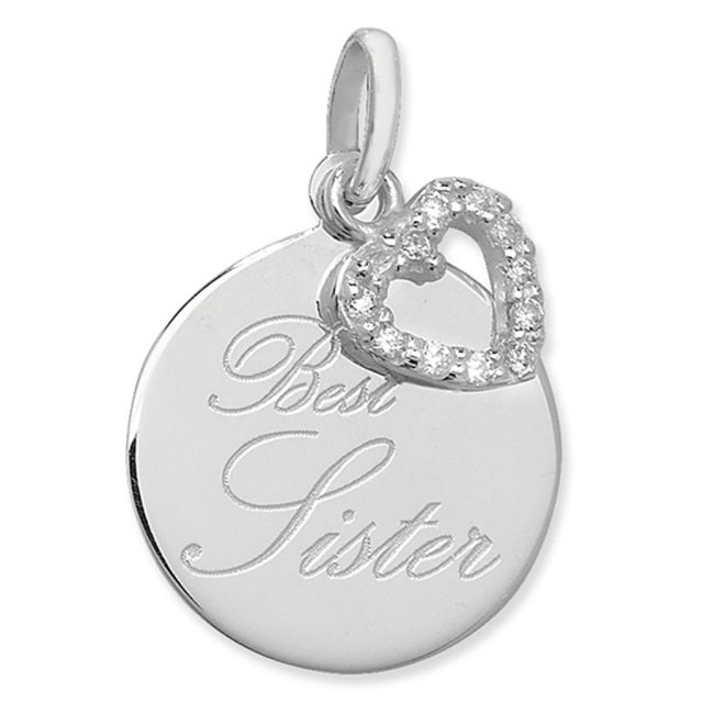 Buy Sterling Silver Cubic Zirconia Best Sister Pendant by World of Jewellery