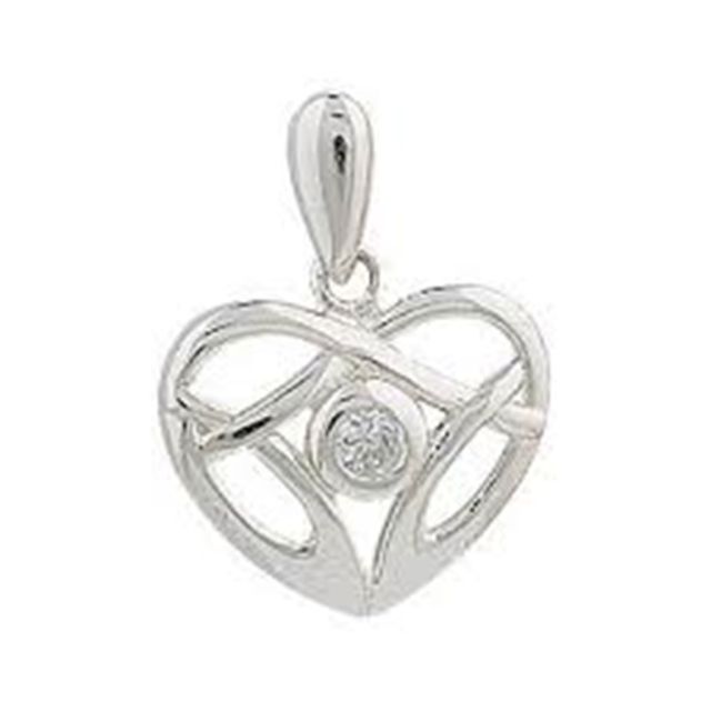 Buy Sterling Silver Cubic Zirconia Celtic Heart Pendant by World of Jewellery