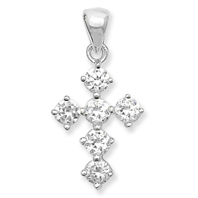 Buy Sterling Silver Cubic Zirconia Cross Pendant by World of Jewellery