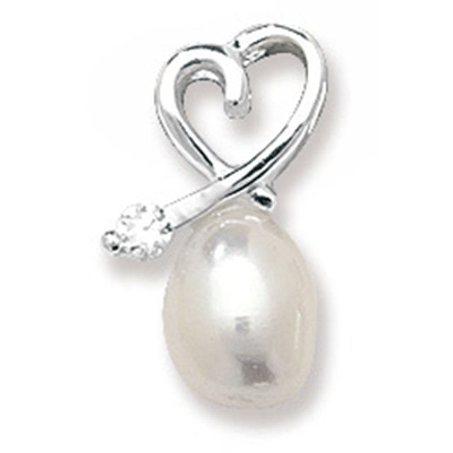 Buy Sterling Silver Pearl & Cubic Zirconia Pendant by World of Jewellery