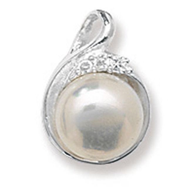 Buy Sterling Silver Pearl & Cubic Zirconia Pendant by World of Jewellery