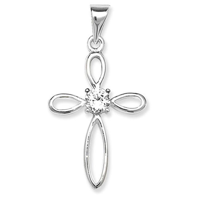 Buy Sterling Silver Cubic Zirconia Cross Pendant by World of Jewellery