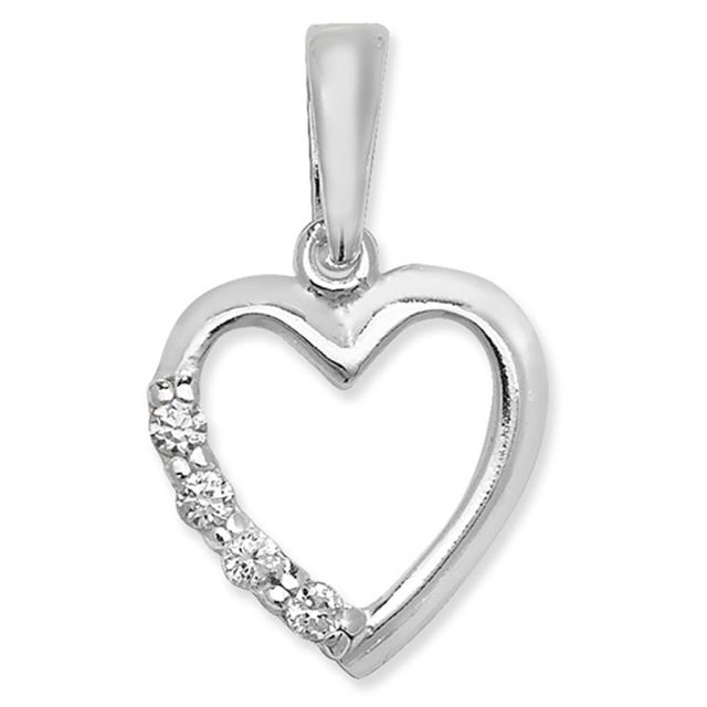 Buy Sterling Silver Cubic Zirconia Open Heart Pendant by World of Jewellery