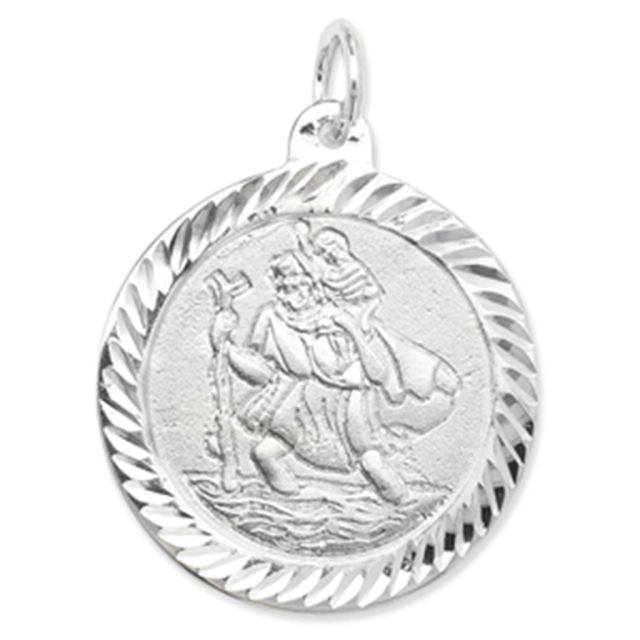 Buy Sterling Silver Round St Christopher Pendant by World of Jewellery