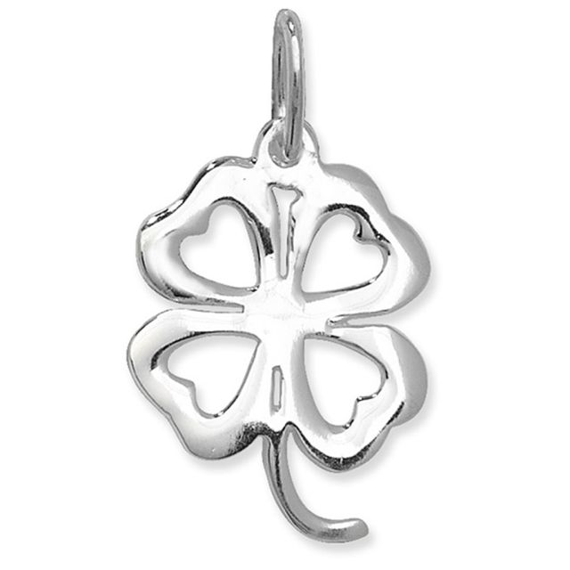 Buy Sterling Silver Plain Open Four Leaf Clover Pendant by World of Jewellery