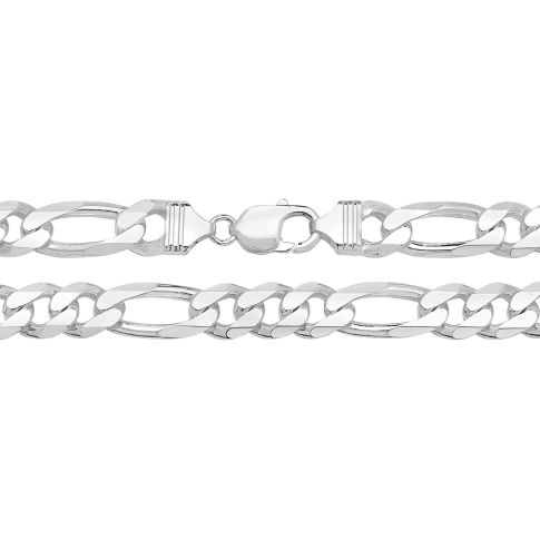 Buy Sterling Silver 10mm Figaro Chain Necklace 20 - 24 Inch by World of Jewellery
