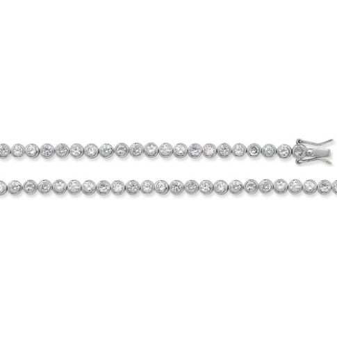 Buy Sterling Silver 4mm Round Cubic Zirconia Set Chain Necklace 17 - 34 Inch by World of Jewellery