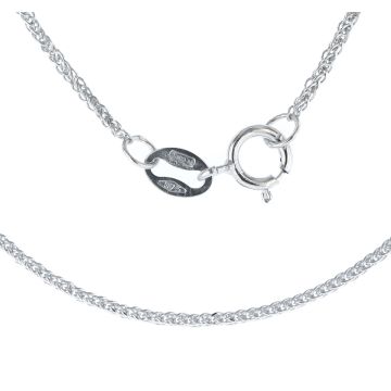 Mens 9ct White Gold 1mm Wheat Spiga Chain Necklace 16 - 24 Inch