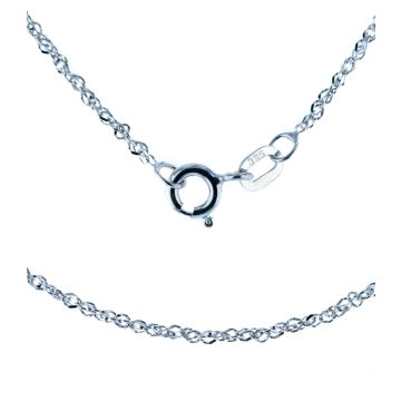 Mens 9ct White Gold Diamond Cut 1mm Chain Necklace 16 - 20 Inch