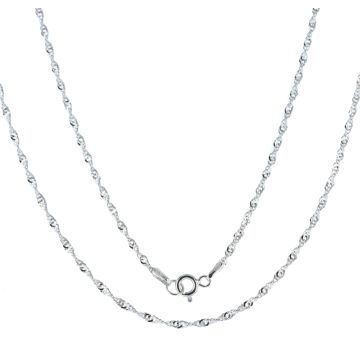 Mens 9ct White Gold 2mm Singapore Chain Necklace 16 - 24 Inch