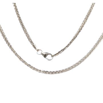 Mens 9ct White Gold 2mm Spiga Wheat Chain Necklace 16 - 24 Inch