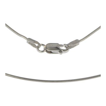 Mens 9ct White Gold 1mm Round Snake Chain Necklace 16 - 18 Inch