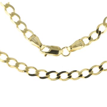 Girls 9ct Gold Flat Bevelled Curb 4mm Chain Necklace 16 - 30 Inch