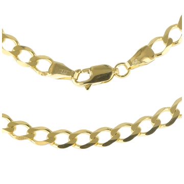 Girls 9ct Gold Flat Bevelled Curb 5mm Chain Necklace 16 - 24 Inch