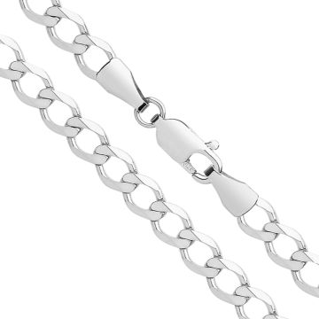 Mens 9ct White Gold Flat Bevelled Curb 5mm Chain Necklace 16 - 24 Inch