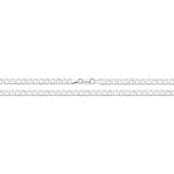 Mens 9ct White Gold 4mm Flat Bevelled Curb Chain Necklace 16 - 24 Inch