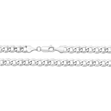 Mens 9ct White Gold 6mm Flat Bevelled Curb Chain Necklace 18 - 24 Inch