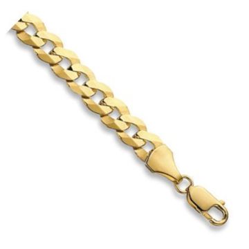 Girls 9ct Gold 8mm Flat Bevelled Curb Chain Necklace 20 - 24 Inch