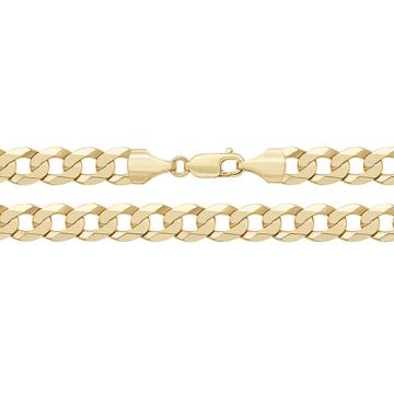 Girls 9ct Gold 9mm Flat Bevelled Curb Chain Necklace 20 - 24 Inch