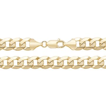 Girls 9ct Gold 10mm Flat Bevelled Curb Chain Necklace 20 - 24 Inch