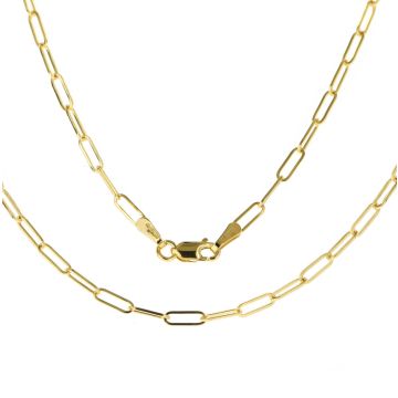 Mens 9ct Gold 2mm Paper Clip Chain Necklace 16 - 24 Inch