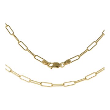 Mens 9ct Gold 3mm Paper Clip Chain Necklace 16 - 24 Inch
