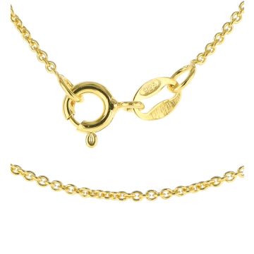 Sterling Silver 1mm 9ct Gold Plated Fine Rolo Chain Necklace 16 - 20 Inch