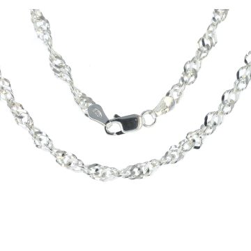 Boys Sterling Silver 4mm Fine Singapore Chain Necklace 18 - 30 Inch