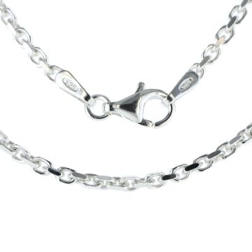Sterling Silver 2mm Faceted Belcher Chain Necklace 16 - 24 Inch