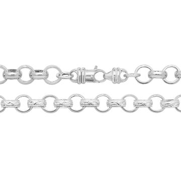 Sterling Silver 9mm Patterned Round Cast Belcher Chain Necklace 22 - 30 Inch
