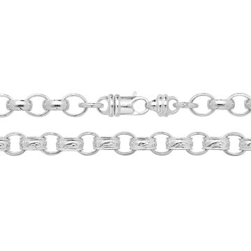 Sterling Silver 7mm Patterned Oval Cast Belcher Chain Necklace 20 - 30 Inch