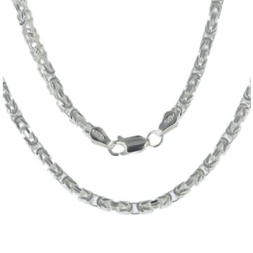 Mens Sterling Silver Square Byzantine 3mm Chain Necklace 16 - 30 Inch