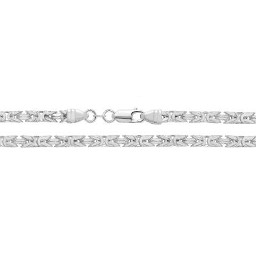Mens Sterling Silver 4mm Square Byzantine Chain Necklace 18 - 30 Inch