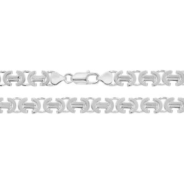 Mens Sterling Silver 8mm Flat Byzantine Chain Necklace 18 - 30 Inch