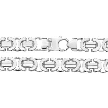 Mens Sterling Silver 14mm Flat Byzantine Chain Necklace 24 - 30 Inch
