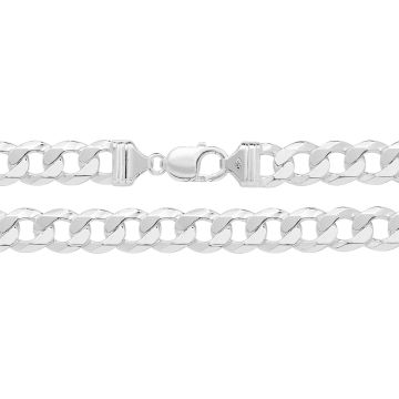 Girls Sterling Silver 12mm Flat Curb Chain Necklace 20 - 24 Inch