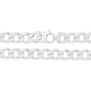 Girls Sterling Silver 13mm Heavy Diamond Cut Curb Chain Necklace 24 - 26 Inch