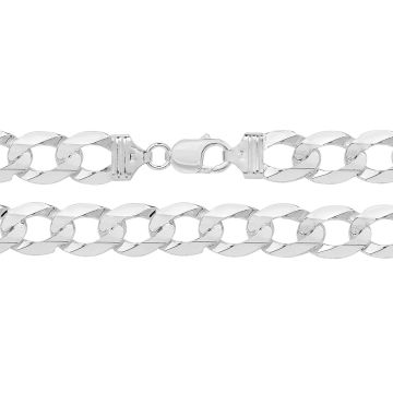 Girls Sterling Silver 13mm Flat Open Curb Chain Necklace 22 - 24  Inch