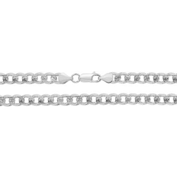 Girls Sterling Silver 7mm Pave Curb Chain Necklace 20 - 30  Inch