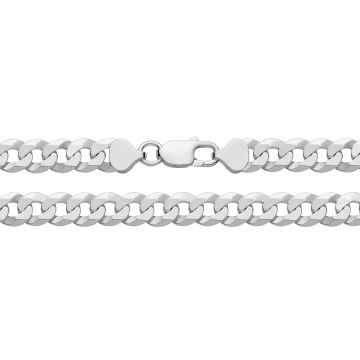 Girls Sterling Silver 9mm Flat Bevelled Curb Chain Necklace 20 - 30 Inch