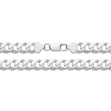 Girls Sterling Silver 10mm Flat Bevelled Curb Chain Necklace 20 - 30 Inch