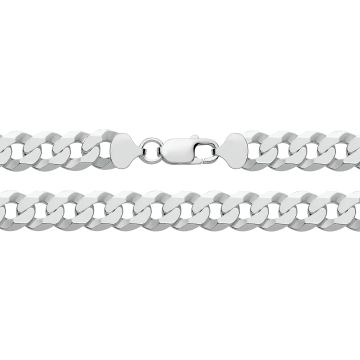 Girls Sterling Silver 11mm Flat Bevelled Curb Chain Necklace 20 - 30 Inch