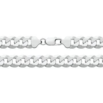 Girls Sterling Silver 12mm Flat Bevelled Curb Chain Necklace 20 - 30 Inch