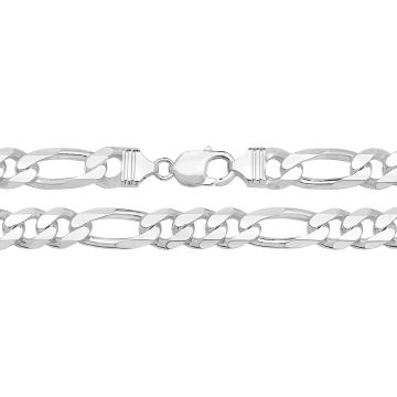 Sterling Silver 10mm Figaro Chain Necklace 20 - 24  Inch